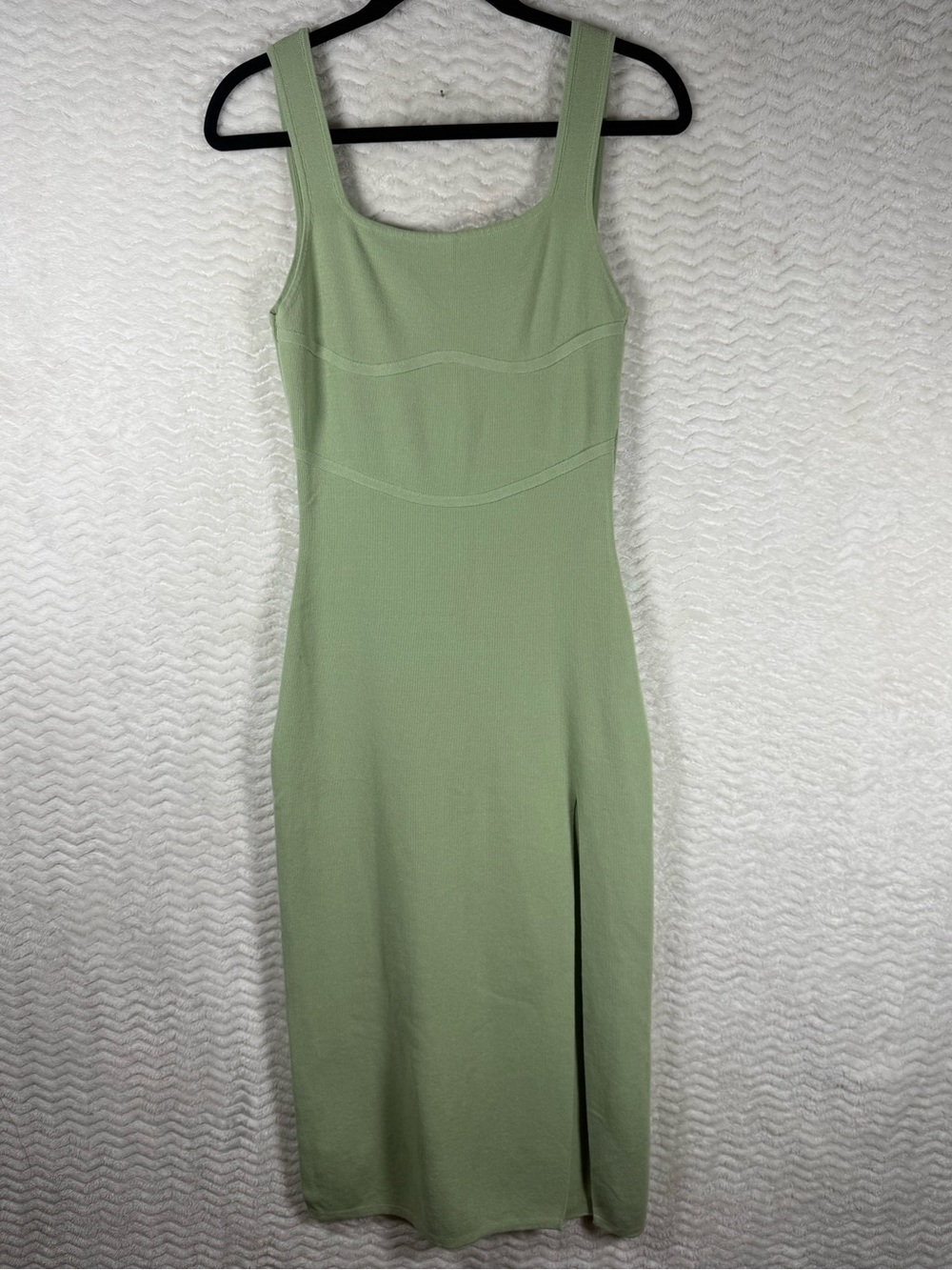 Cider Sage Green Square-Neck Midi Dress